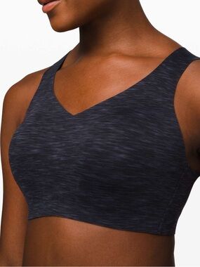 lululemon athletica V-Neck Seamless Sports Bra in Dark Heather Black